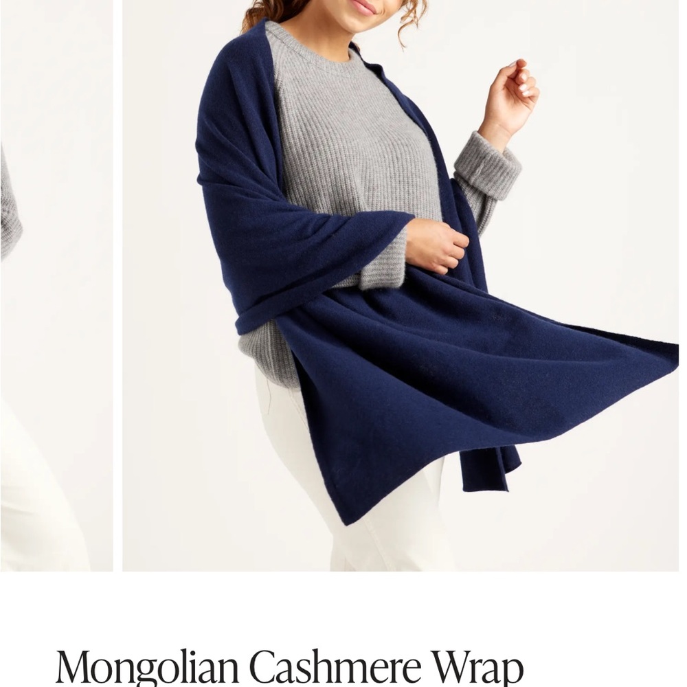 Quince Deep Blue Cashmere Wrap Sweater